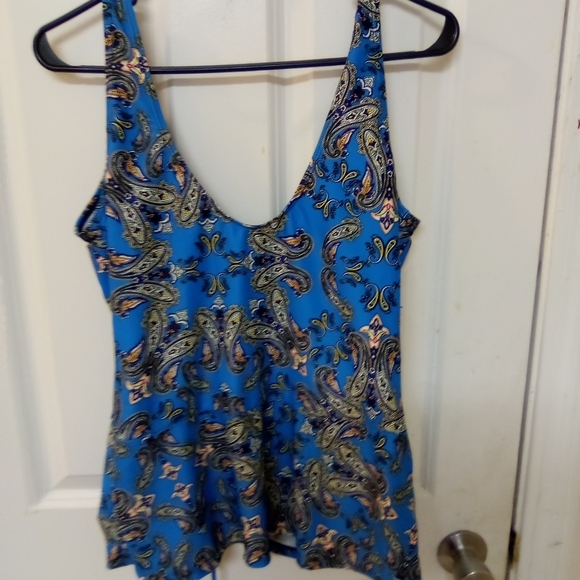 FLORYDAY Blue Paisley Women's Top PRE-OWED SIZE LARGE - Picture 2 of 5